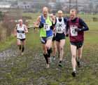 Chasing the leader 21 Stuart Doyle (Vale Royal AC), 91 Ben Raymonds (Thames Hare and Hounds) and 43 Jonathan Archer (Low Fell), BMAF Cross Country, Herrington, Sunderland.